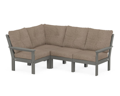 POLYWOOD® Vineyard 4-Piece Sectional in Slate Grey / Spiced Burlap