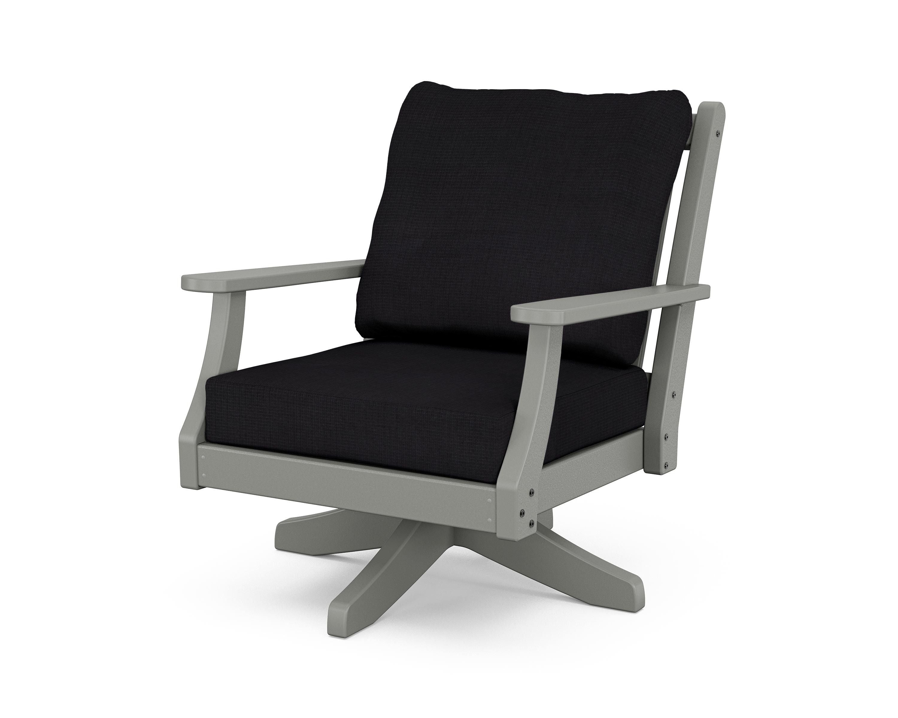 Country Living Wovendale Deep Seating Swivel Chair in Slate Grey / Midnight Linen