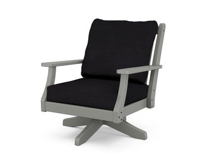 Country Living Wovendale Deep Seating Swivel Chair in Slate Grey / Midnight Linen