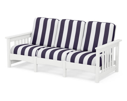 POLYWOOD® Club Mission Sofa in White / Cabana Stripe Navy