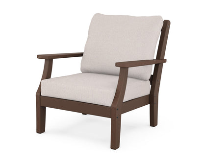 Martha Stewart by POLYWOOD® Chinoiserie Deep Seating Chair in Mahogany / Dune Burlap