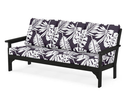 POLYWOOD® Vineyard Deep Seating Sofa in Black / Leaf Navy