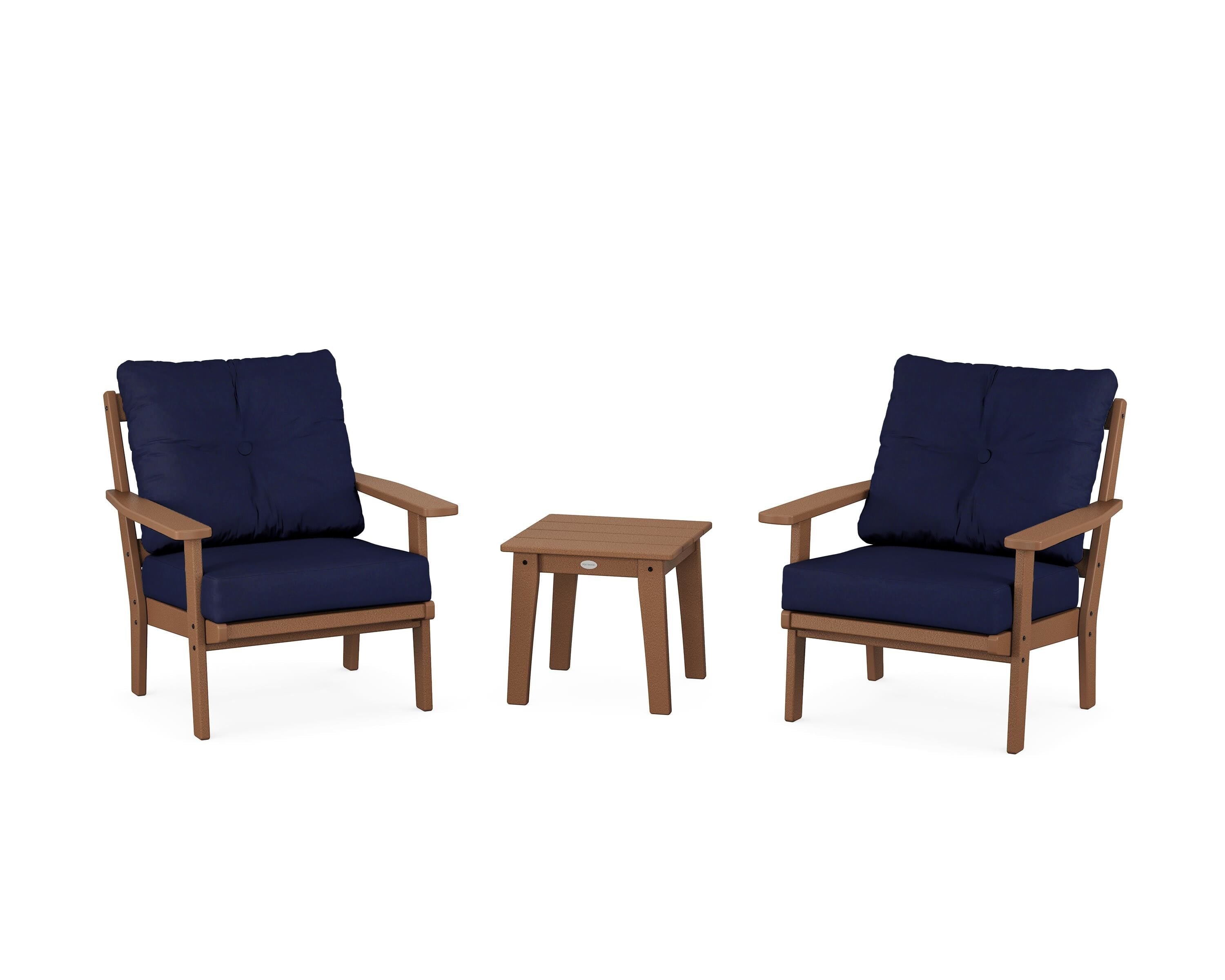 POLYWOOD® Prairie 3-Piece Deep Seating Set in Teak / Navy