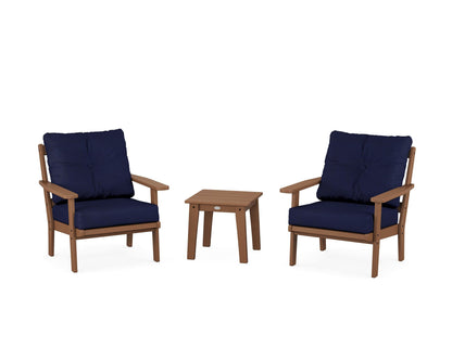 POLYWOOD® Prairie 3-Piece Deep Seating Set in Teak / Navy