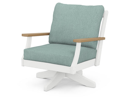 POLYWOOD® Braxton Deep Seating Swivel Chair in White / Natural / Glacier Spa