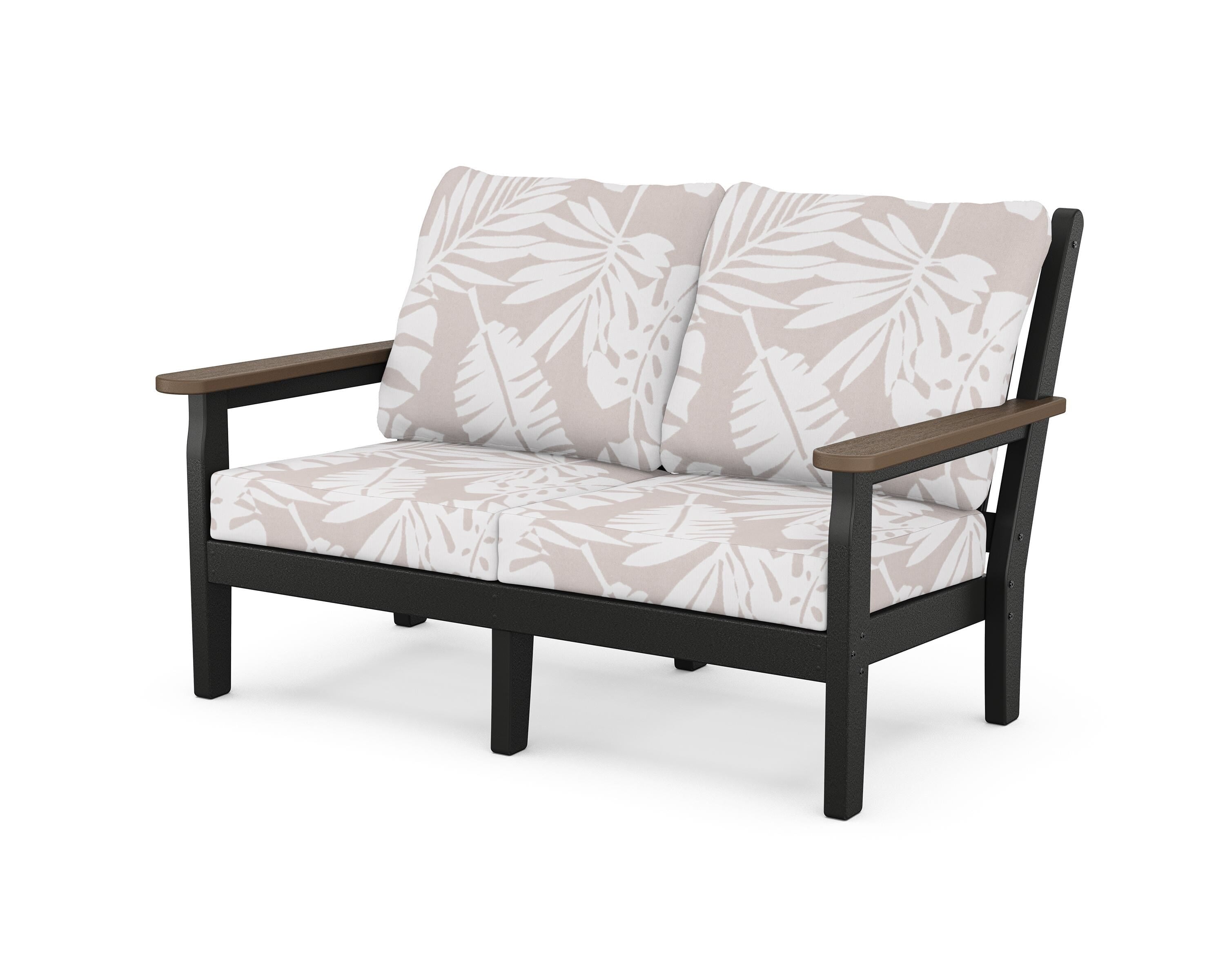 POLYWOOD® Chippendale Deep Seating Loveseat in Black / Kona / Leaf Dune Burlap