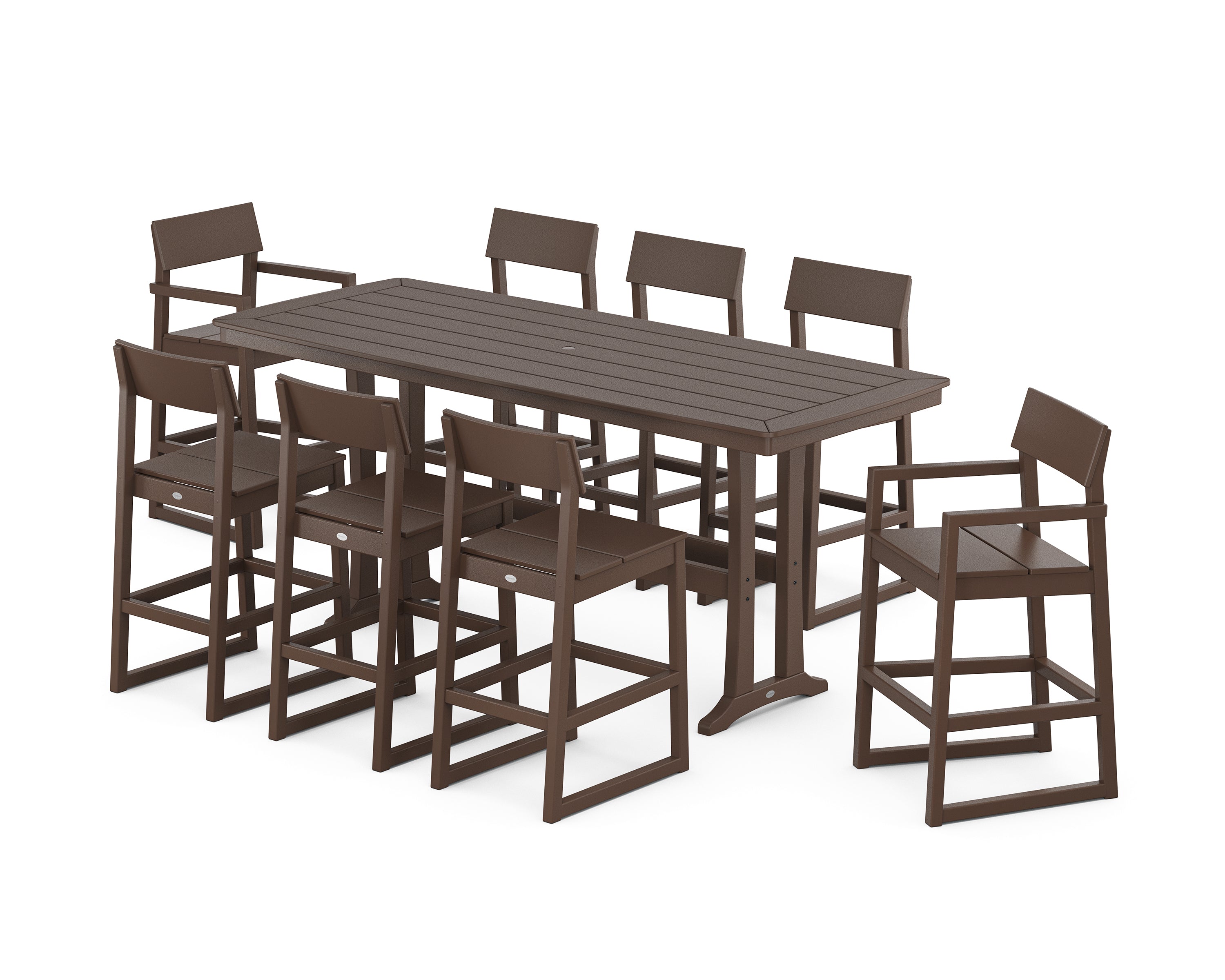 POLYWOOD® EDGE 9-Piece Bar Set with Trestle Legs in Mahogany