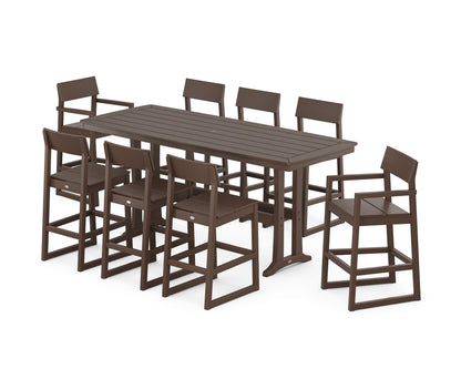POLYWOOD® EDGE 9-Piece Bar Set with Trestle Legs in Mahogany