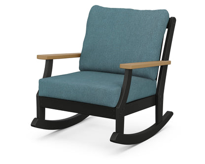 POLYWOOD® Braxton Deep Seating Rocking Chair in Black / Natural / Ocean Teal