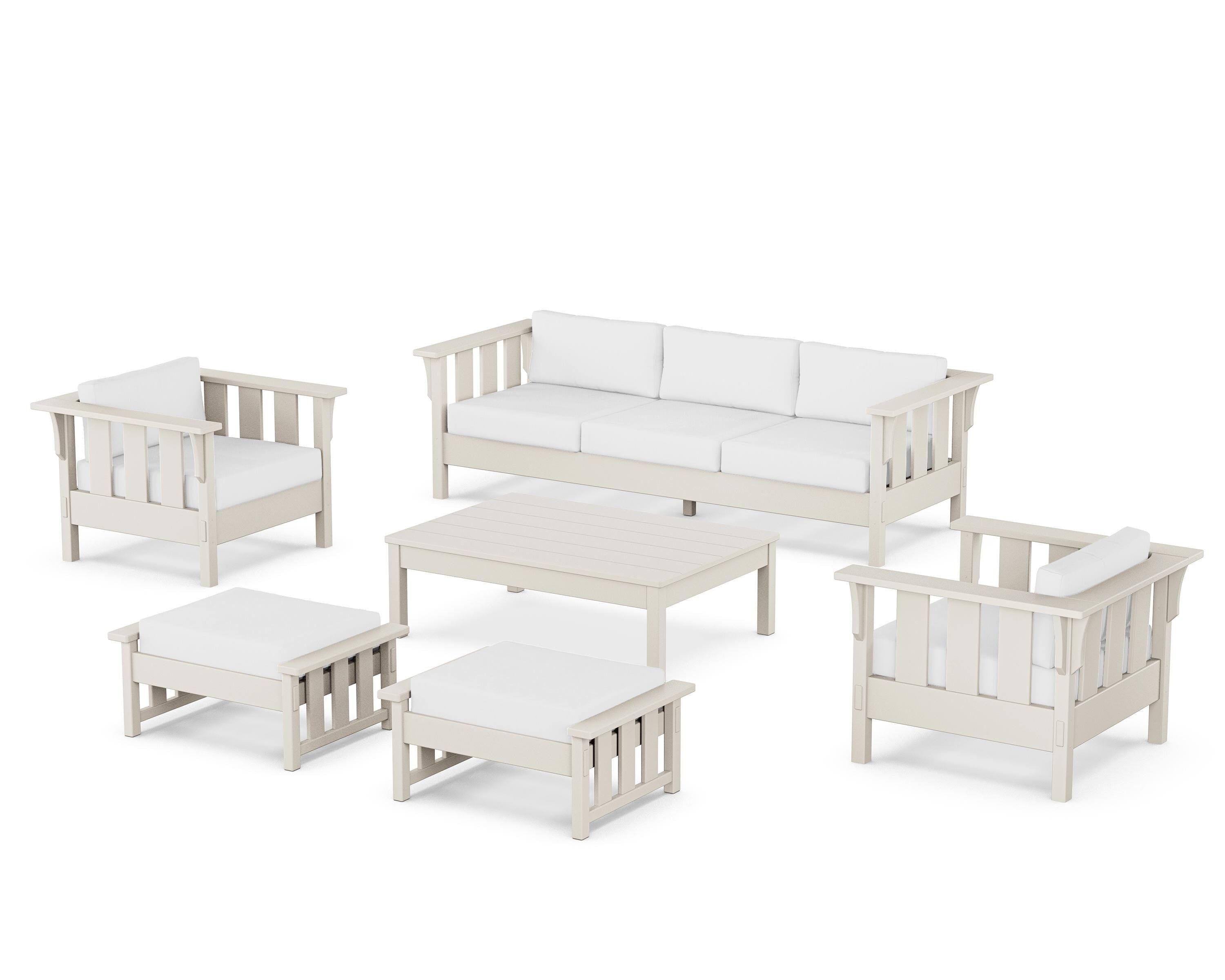 Martha Stewart by POLYWOOD® Acadia 6-Piece Lounge Sofa Set in Sand / Natural