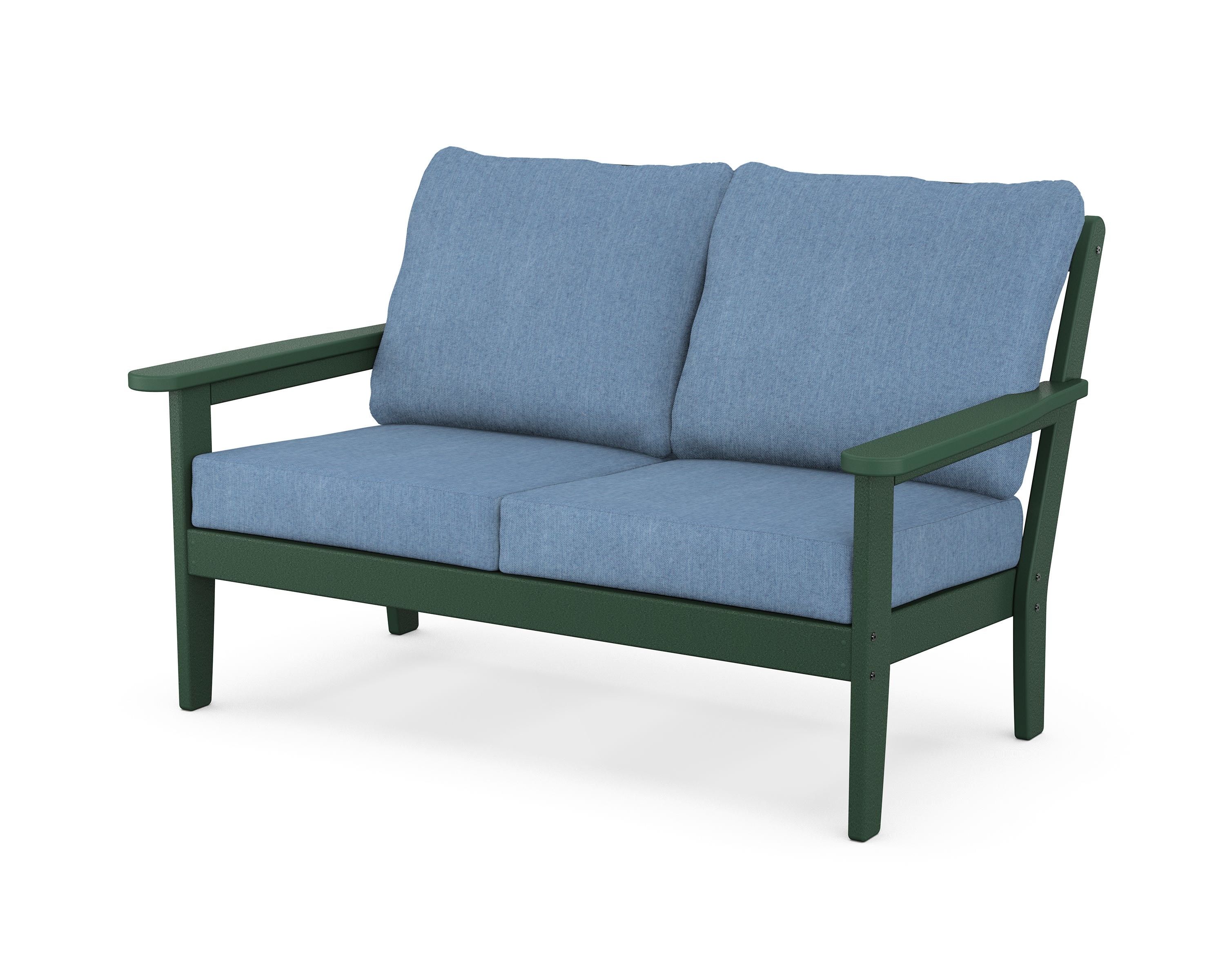 Country Living Cottage Deep Seating Loveseat in Green / Sky Blue
