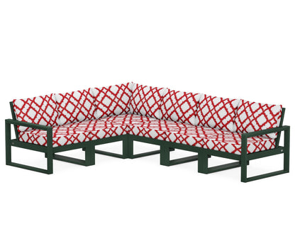 POLYWOOD® EDGE 6-Piece Modular Deep Seating Set in Green / Trellis Crimson