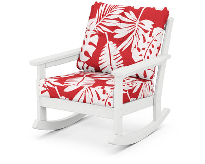 POLYWOOD® Vineyard Deep Seating Rocking Chair in White / Leaf Crimson