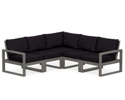 POLYWOOD® EDGE 5-Piece Modular Deep Seating Set in Slate Grey / Midnight Linen
