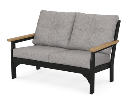 POLYWOOD® Vineyard Deep Seating Loveseat in Black / Natural / Grey Mist