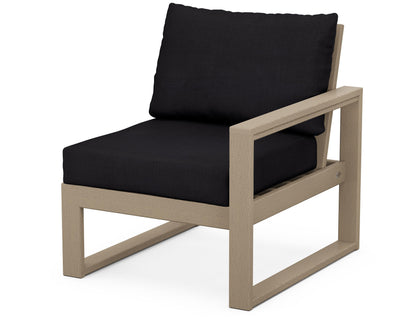 POLYWOOD® EDGE Modular Right Arm Chair in Vintage Sahara / Midnight Linen