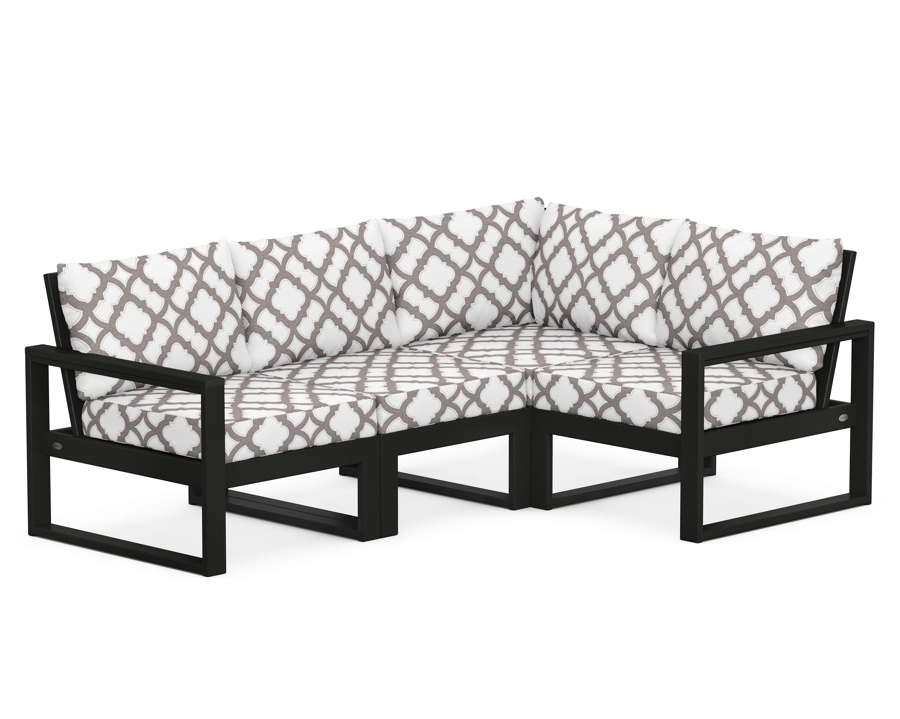 POLYWOOD® EDGE 4-Piece Modular Deep Seating Set in Black / Trellis Grey Mist