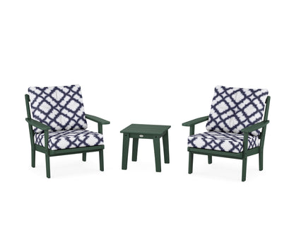 POLYWOOD® Prairie 3-Piece Deep Seating Set in Green / Trellis Navy