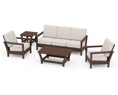 POLYWOOD® Harbour 5-Piece Deep Seating Set in Mahogany / Cast Ash