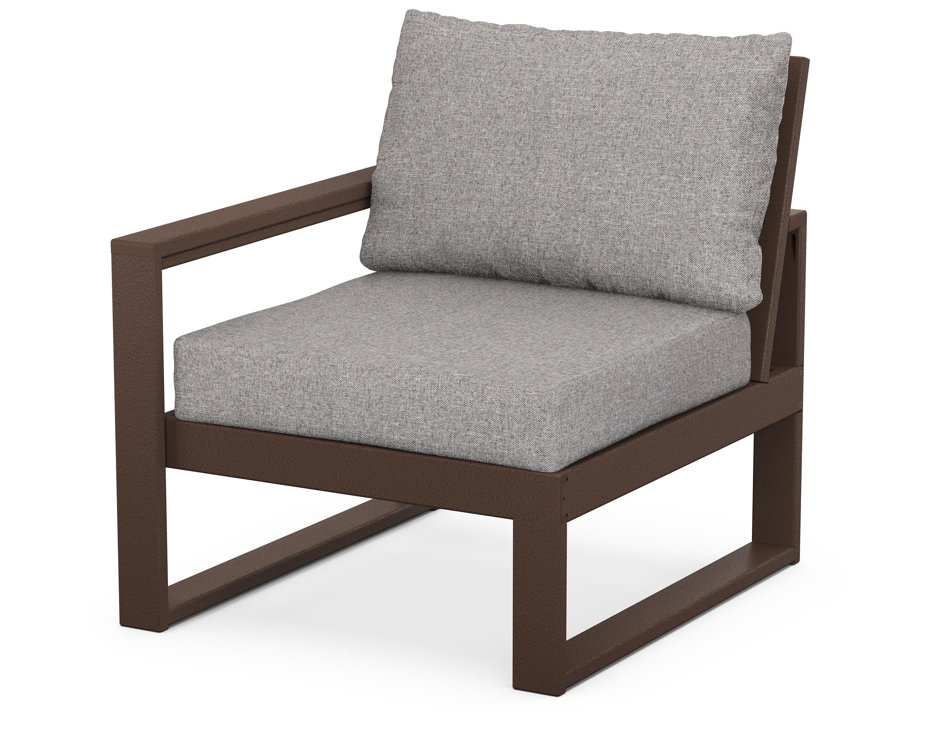 POLYWOOD® EDGE Modular Left Arm Chair in Mahogany / Grey Mist