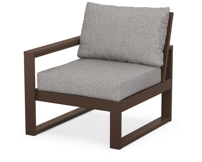 POLYWOOD® EDGE Modular Left Arm Chair in Mahogany / Grey Mist