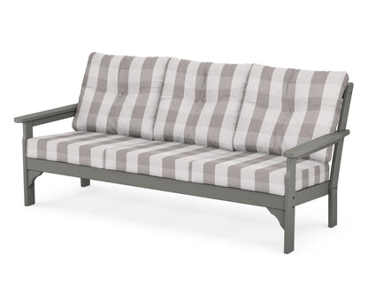 POLYWOOD® Vineyard Deep Seating Sofa in Slate Grey / Buffalo Plaid Grey Mist