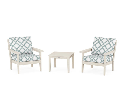 Country Living Cottage 3-Piece Deep Seating Set in Sand / Trellis Glacier Spa
