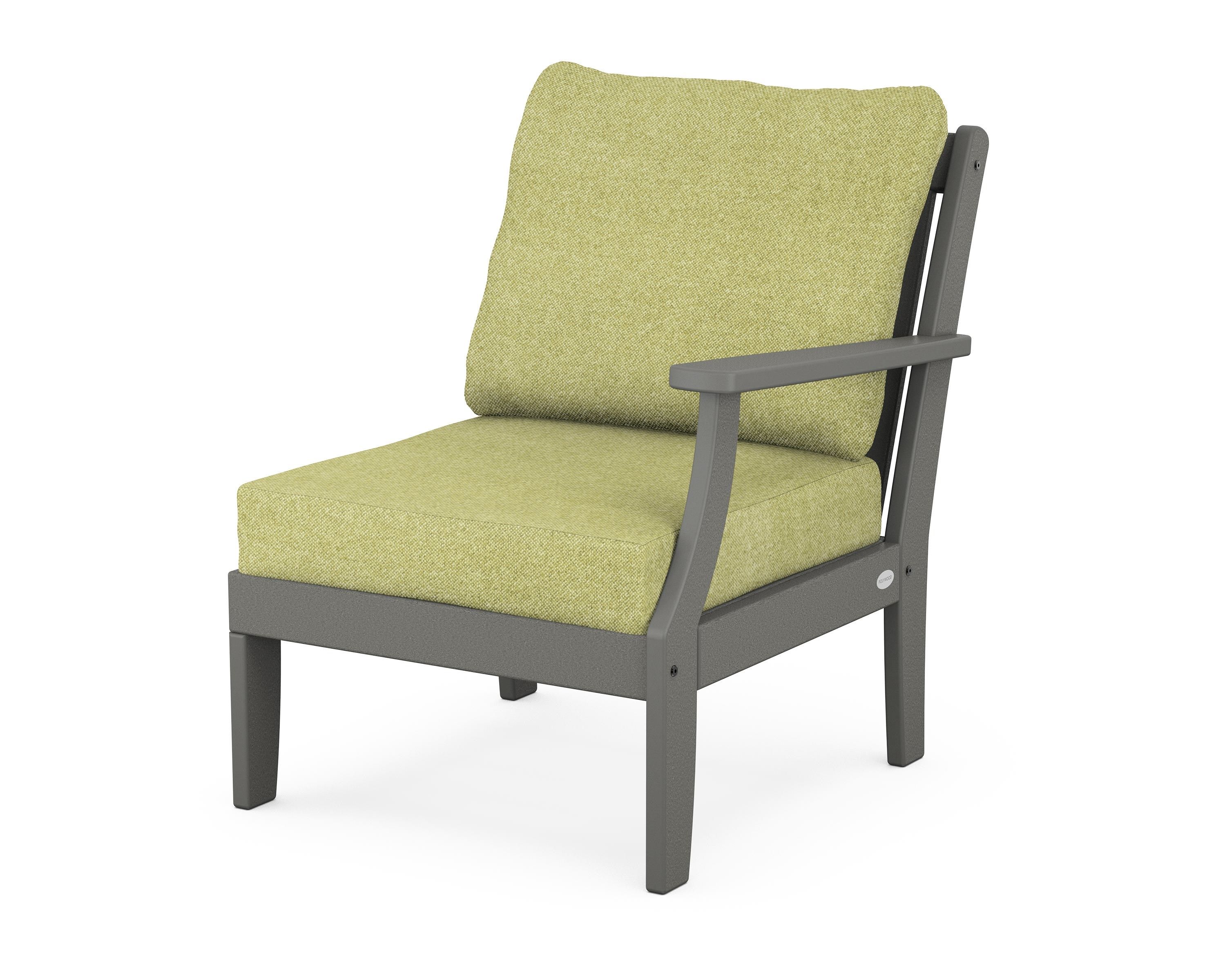POLYWOOD® Braxton Modular Right Arm Chair in Slate Grey / Chartreuse Boucle