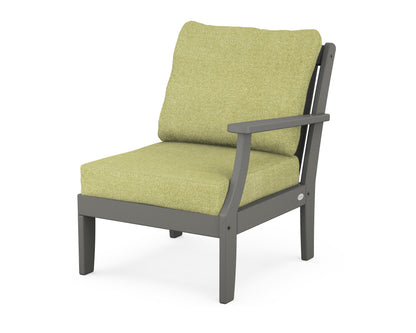 POLYWOOD® Braxton Modular Right Arm Chair in Slate Grey / Chartreuse Boucle