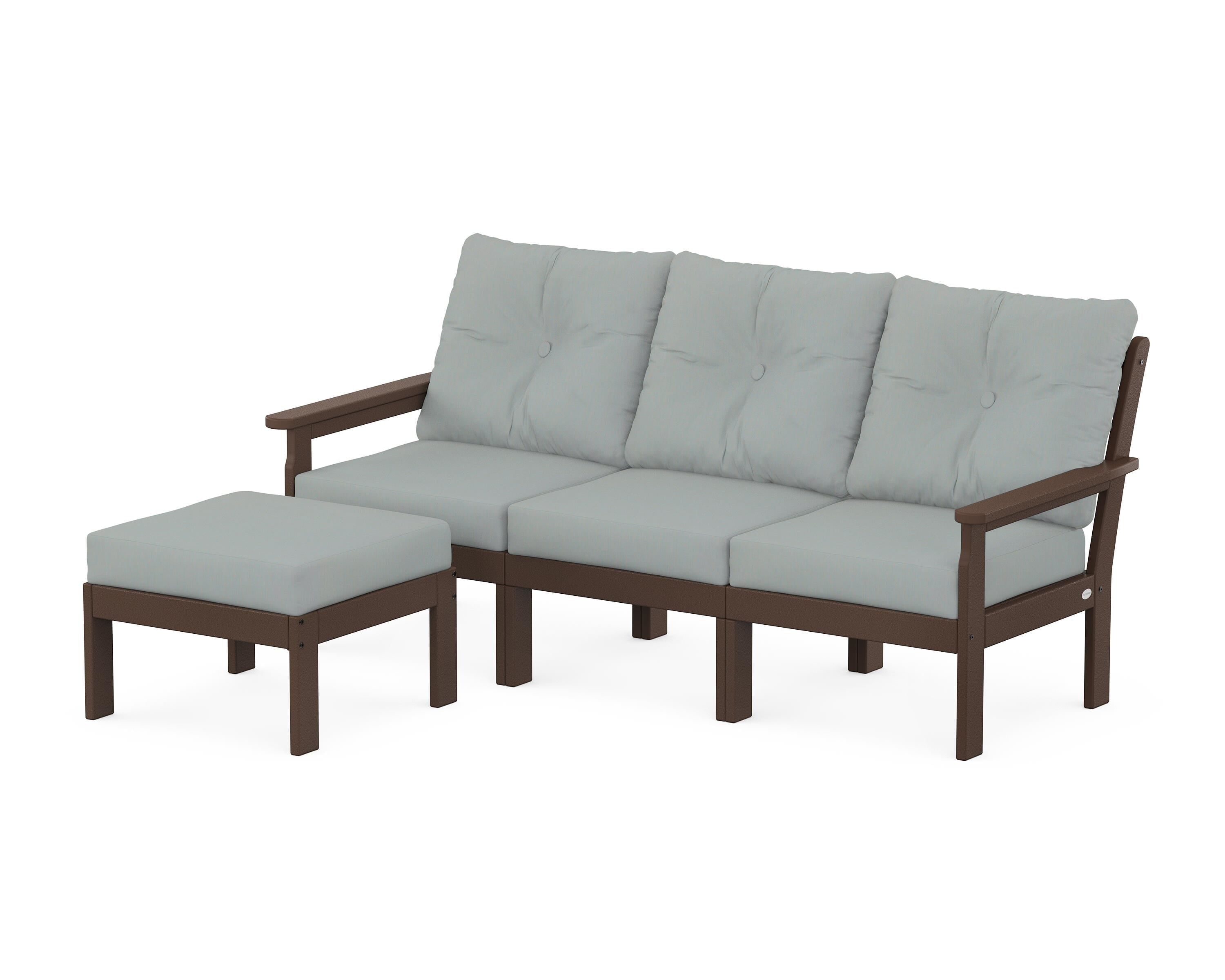 POLYWOOD® Vineyard 4-Piece Sectional with Ottoman in Mahogany / Spa