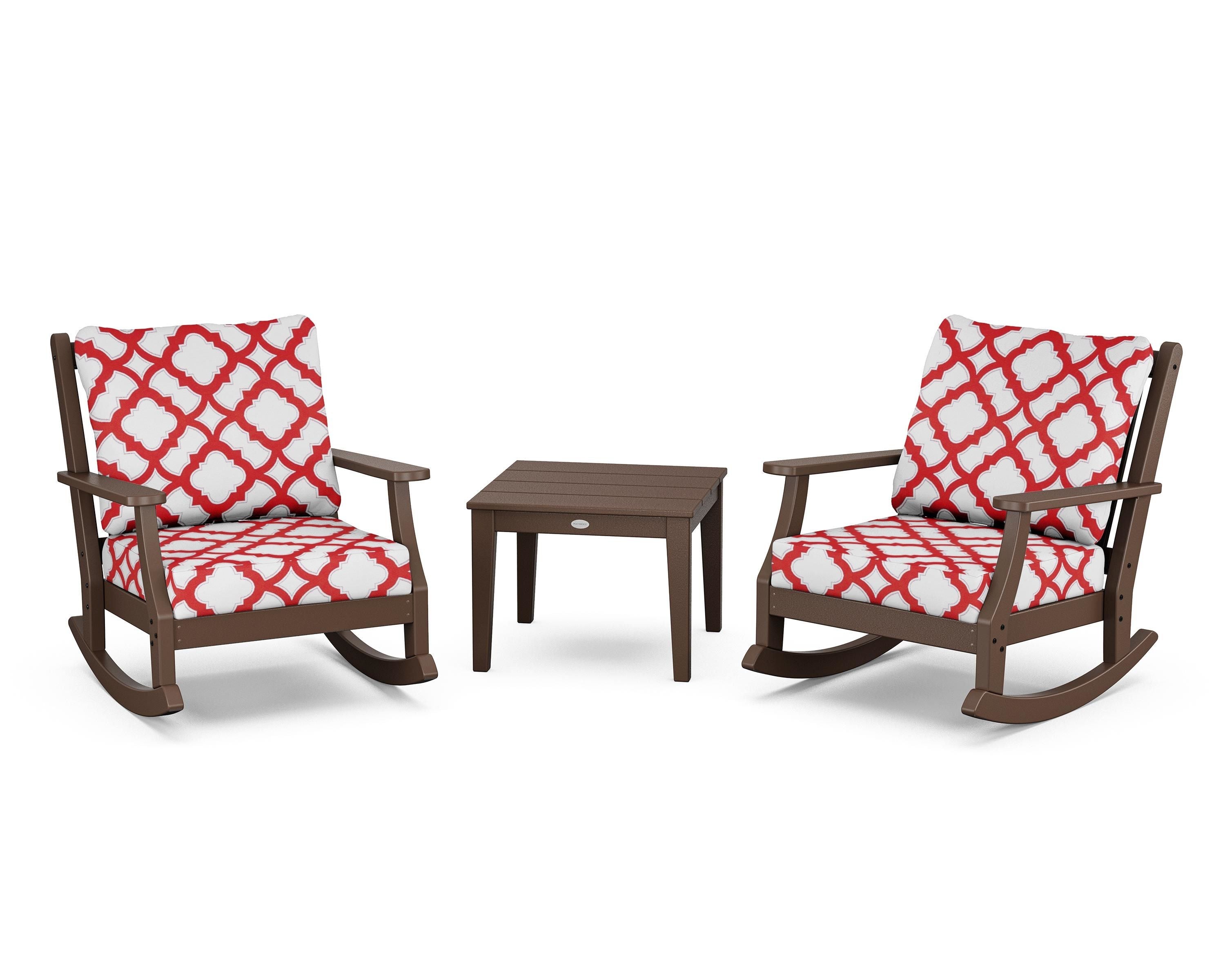 Country Living Wovendale 3-Piece Deep Seating Rocker Set in Mahogany / Trellis Crimson