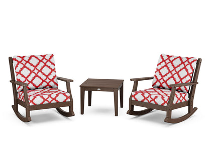 Country Living Wovendale 3-Piece Deep Seating Rocker Set in Mahogany / Trellis Crimson
