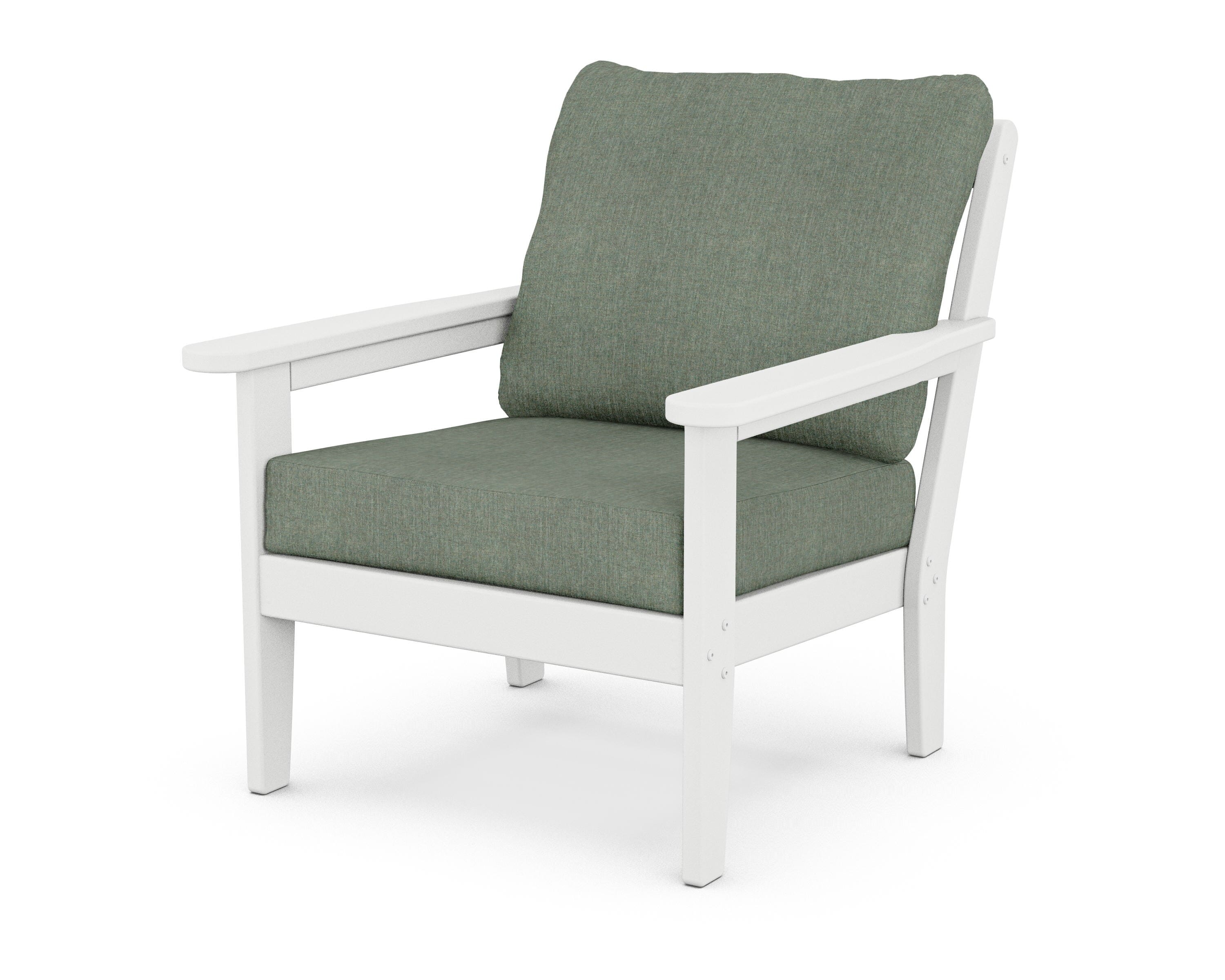 Country Living Cottage Deep Seating Chair in White / Cast Sage