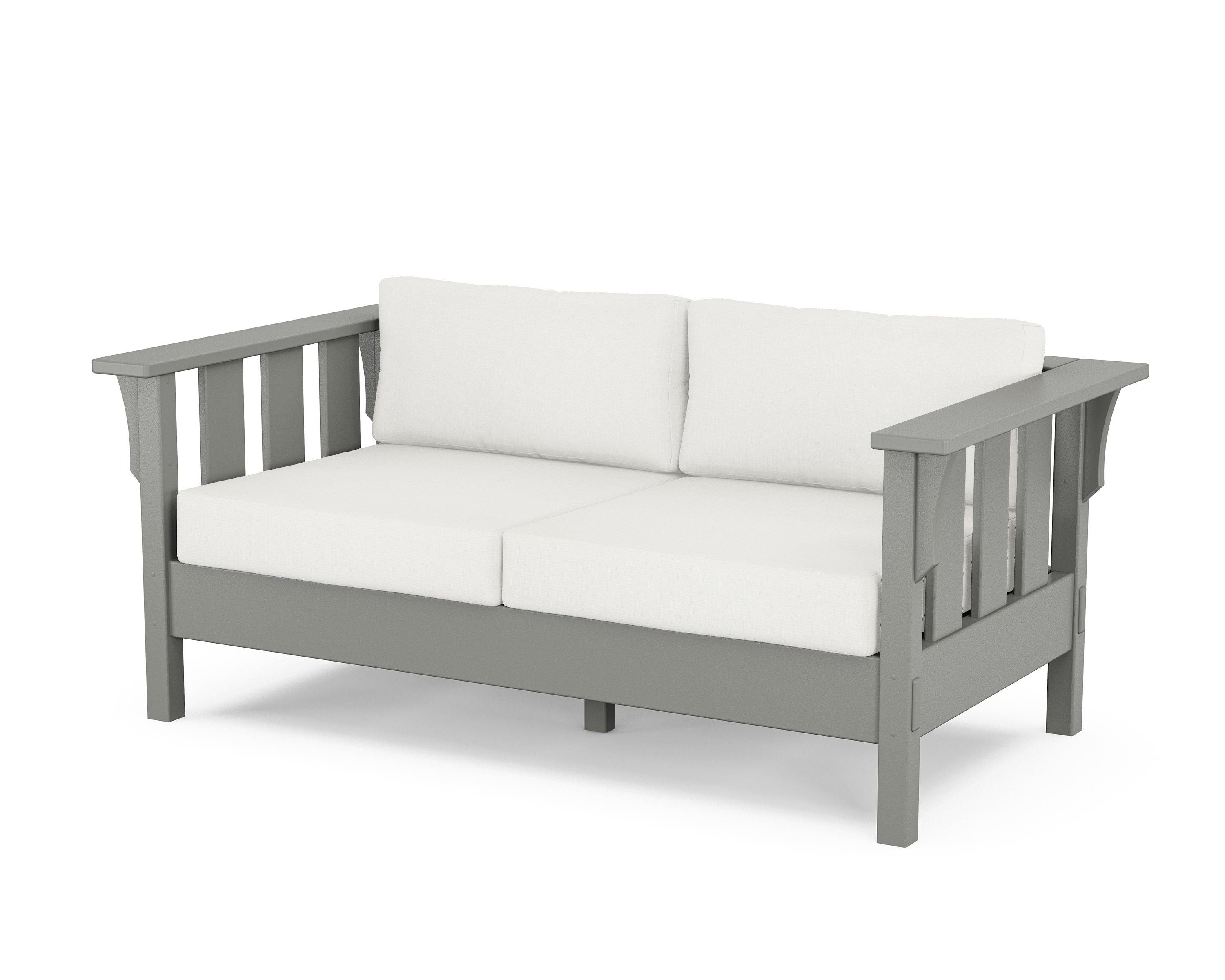 Martha Stewart by POLYWOOD® Acadia Deep Seating Loveseat in Slate Grey / Natural Linen