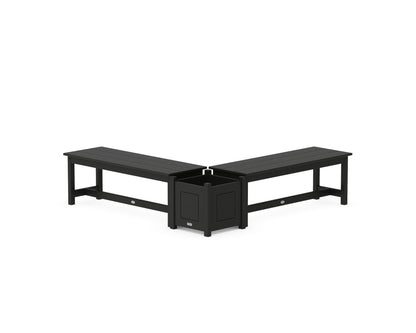 POLYWOOD® 48" Country Living L- Shaped Planter Bench Set in Black