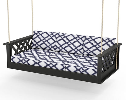 Country Living Wovendale Daybed Swing in Black / Trellis Navy