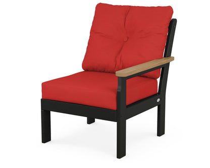 POLYWOOD® Vineyard Modular Right Arm Chair in Black / Natural / Crimson Linen