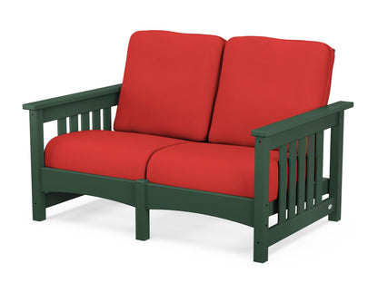POLYWOOD® Club Mission Loveseat in Green / Crimson Linen