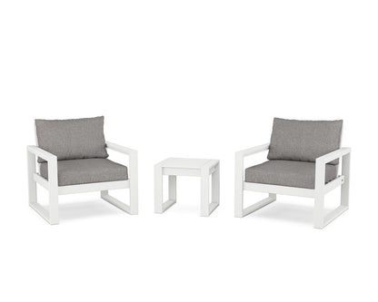 POLYWOOD® EDGE Sectional 3-Piece Deep Seating Set in White / Grey Mist