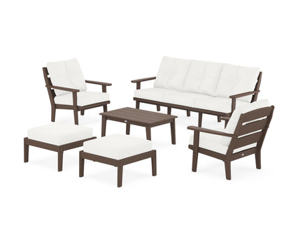 POLYWOOD® Lakeside 6-Piece Lounge Sofa Set in Mahogany / Natural Linen