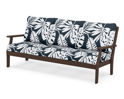 POLYWOOD® Braxton Deep Seating Sofa in Mahogany / Leaf Marine Indigo