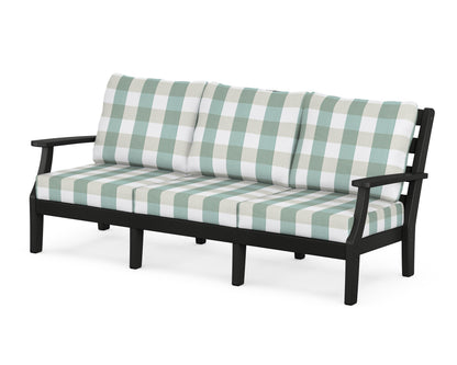 POLYWOOD® Chesapeake Deep Seating Sofa in Black / Buffalo Plaid Glacier Spa