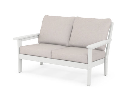 Country Living Cottage Deep Seating Loveseat in White / Dune Burlap
