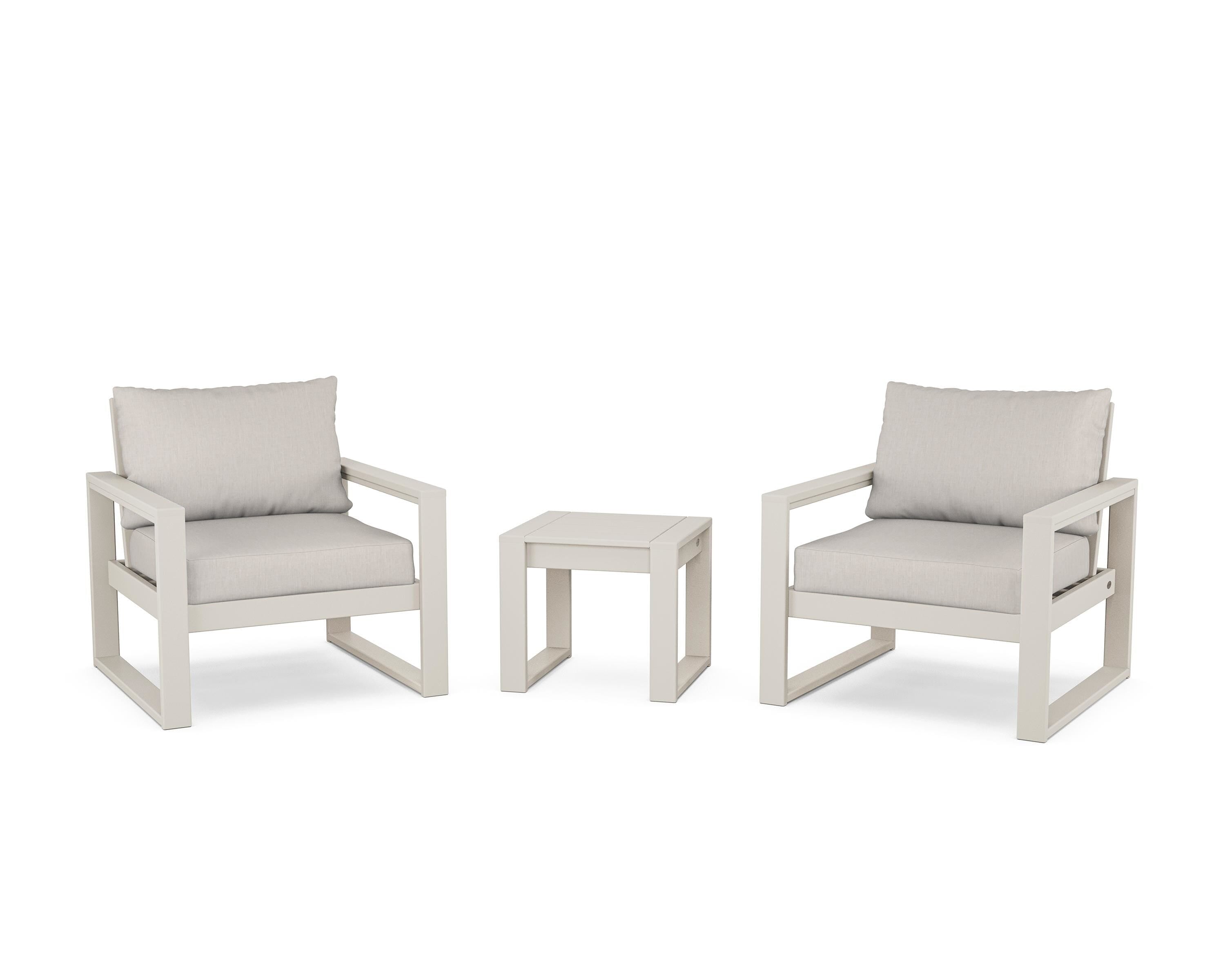 POLYWOOD® EDGE Sectional 3-Piece Deep Seating Set in Sand / Cast Ash