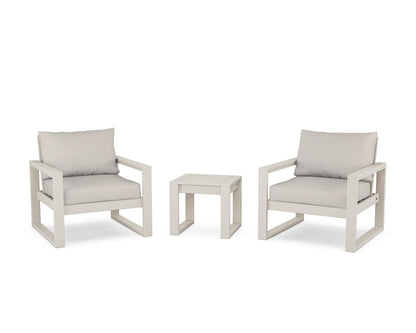 POLYWOOD® EDGE Sectional 3-Piece Deep Seating Set in Sand / Cast Ash