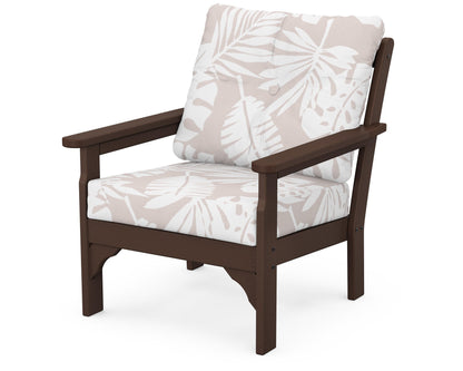 POLYWOOD® Vineyard Deep Seating Chair in Mahogany / Leaf Dune Burlap