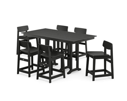POLYWOOD® Modern Studio Urban Lowback Counter Chair 7-Piece Set in Black