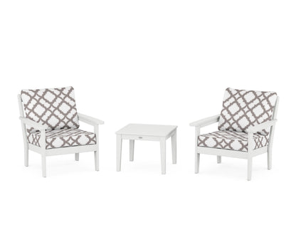 Country Living Cottage 3-Piece Deep Seating Set in White / Trellis Grey Mist