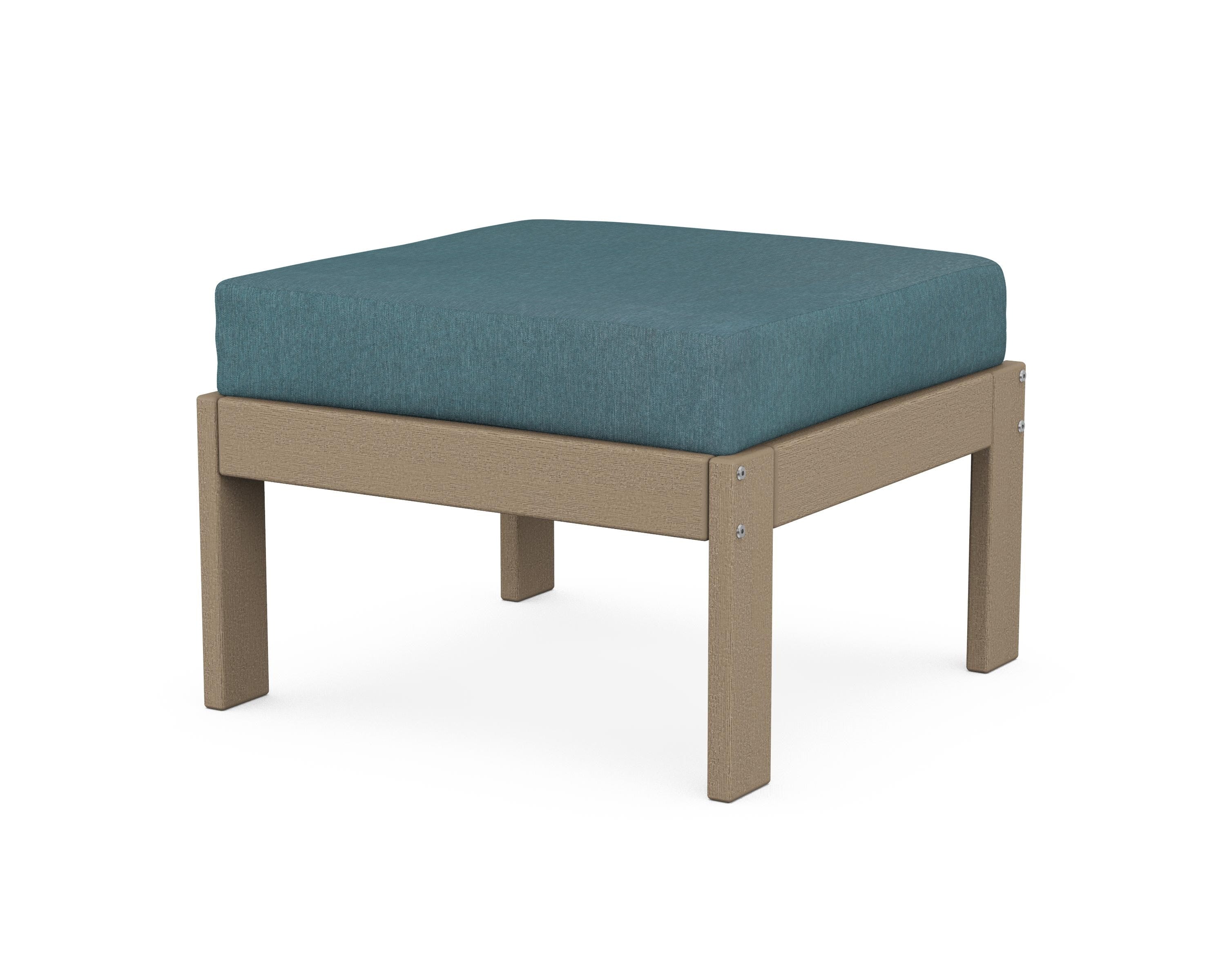 POLYWOOD® Vineyard Modular Ottoman in Vintage Sahara / Ocean Teal