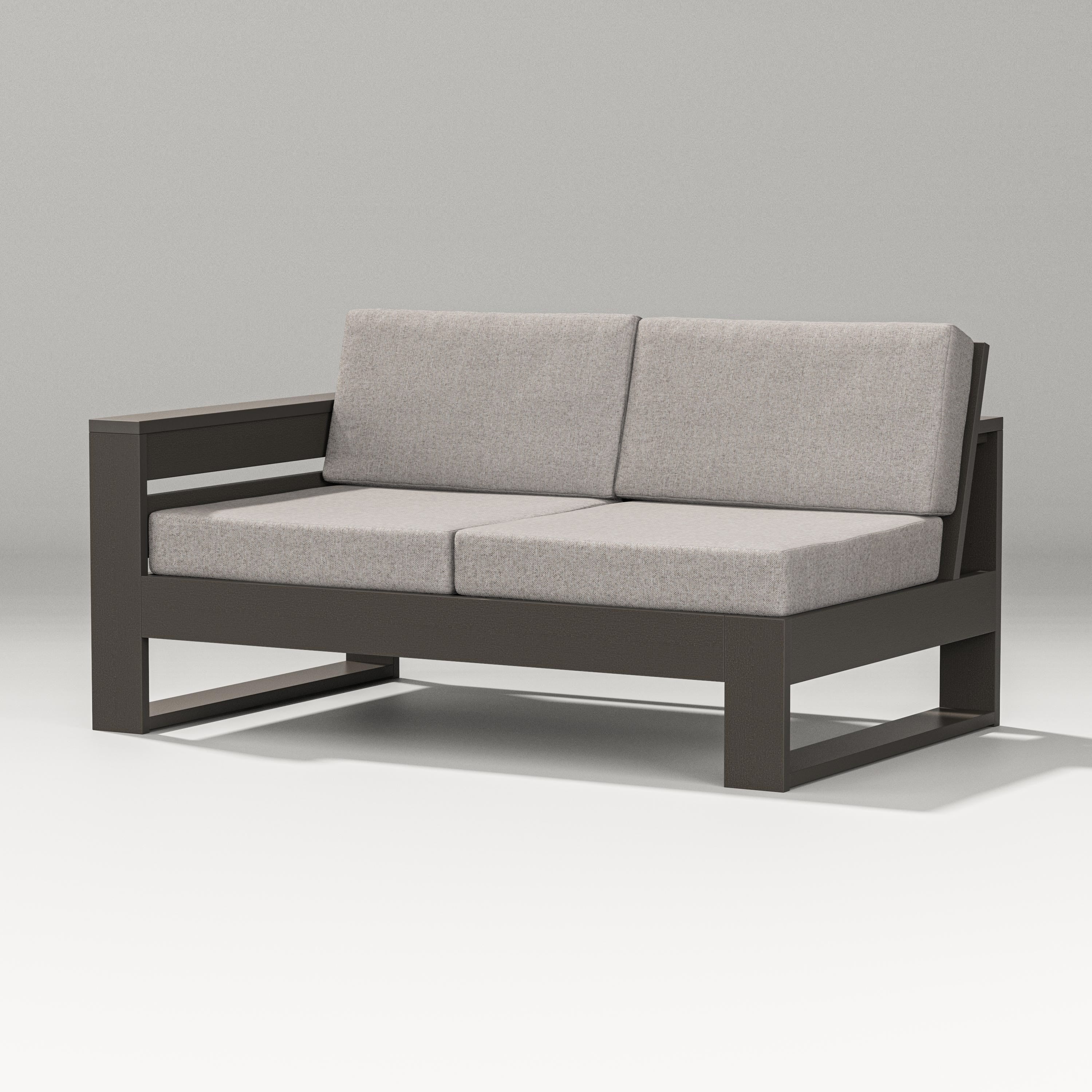 PW Designer Series Latitude Modular Left Arm Loveseat in Vintage Coffee / Weathered Tweed